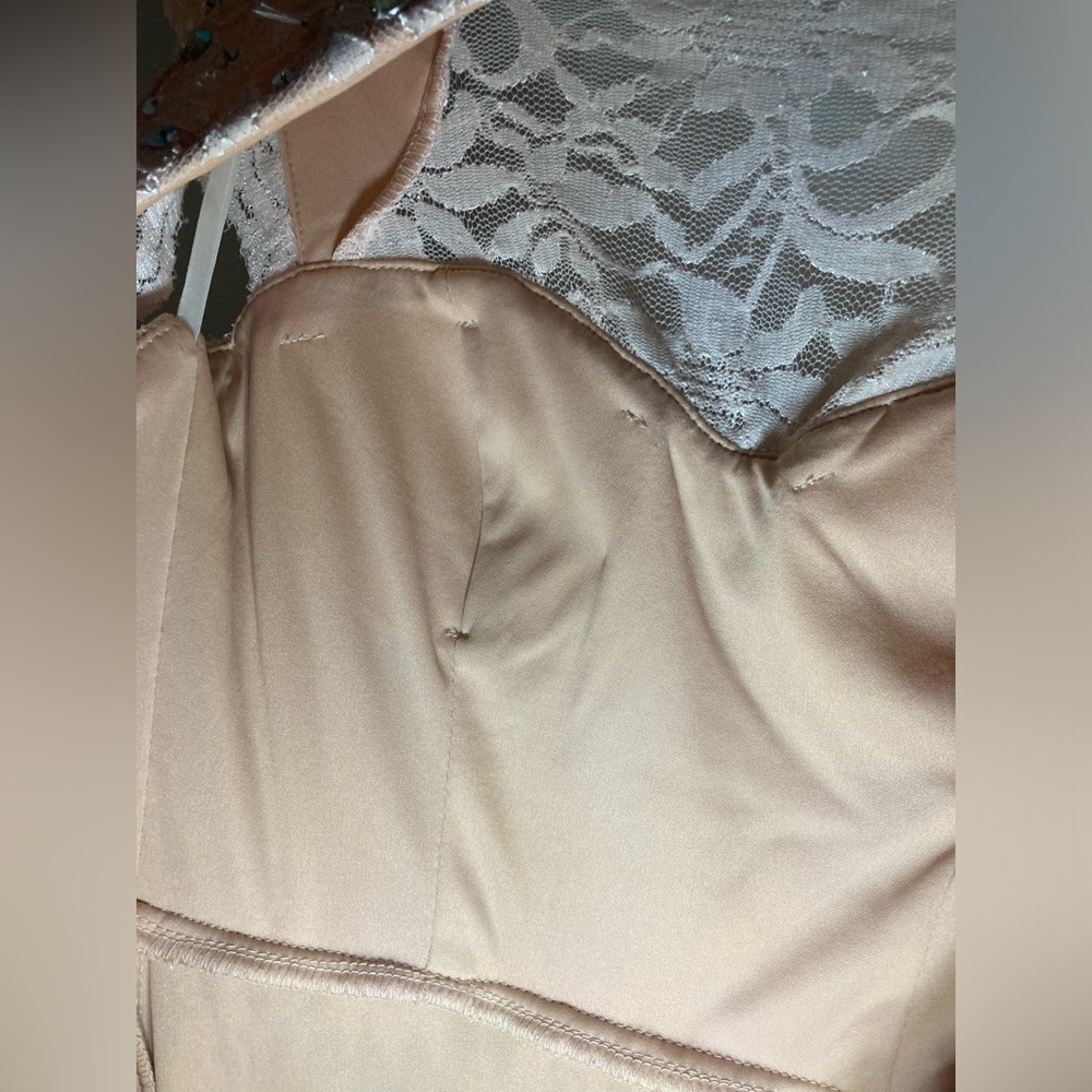 Pink lace gown with sequin cuff sleeve.     Size 3‎ - Picture 7 of 9